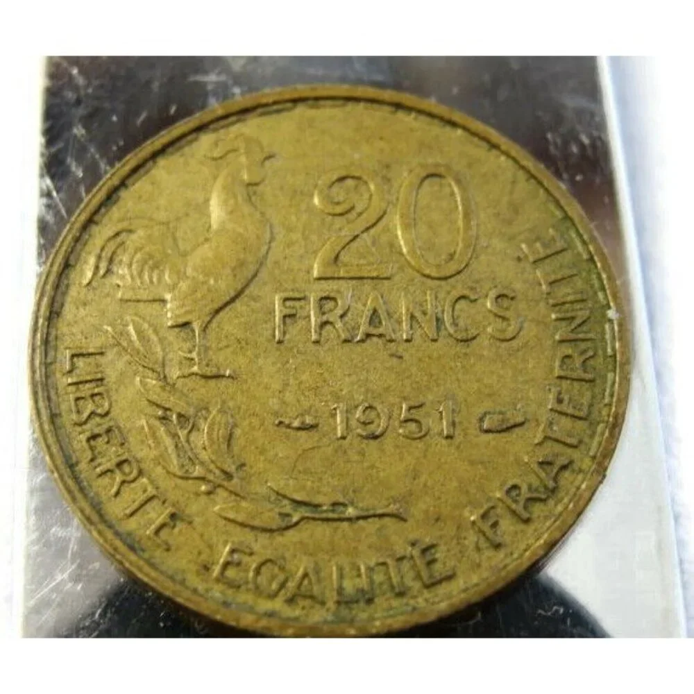 1951 20 Francs Money Clip Stainless Steel Cash ID Holder Silver